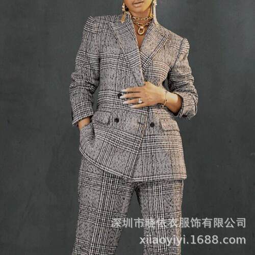 Women's plaid jacket, suit, pants, two sets