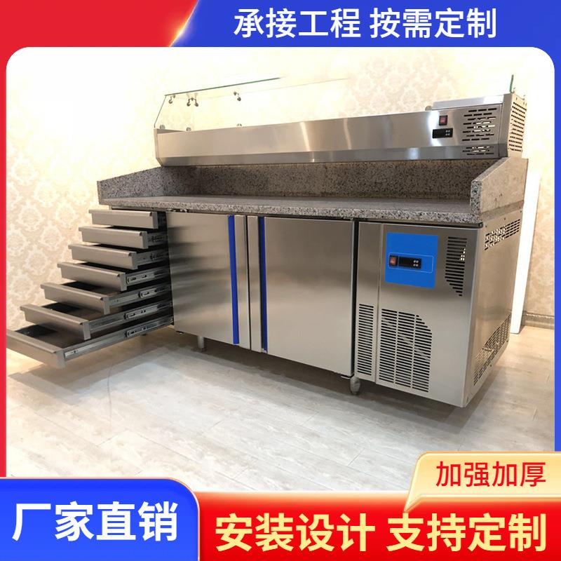 酒店厨房商用冰箱操作台大理石台面商用冷柜烤盘工作台烘焙饼盘柜