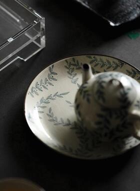 梵汝景德镇茶道青花连理枝圆逸壶承干泡盘茶承茶具茶托茶盘点心盘