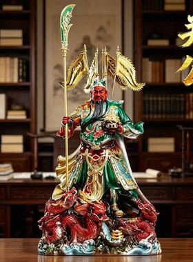 玄关摆件关公神像聚宝盆招财聚财家用办公摆件武财神关公招财供奉