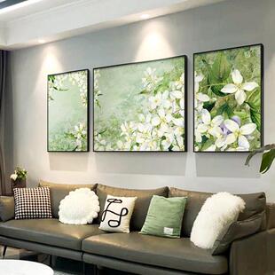 网红网红北欧风肌花卉客厅画装画现代背理感沙饰景墙发壁色植物绿