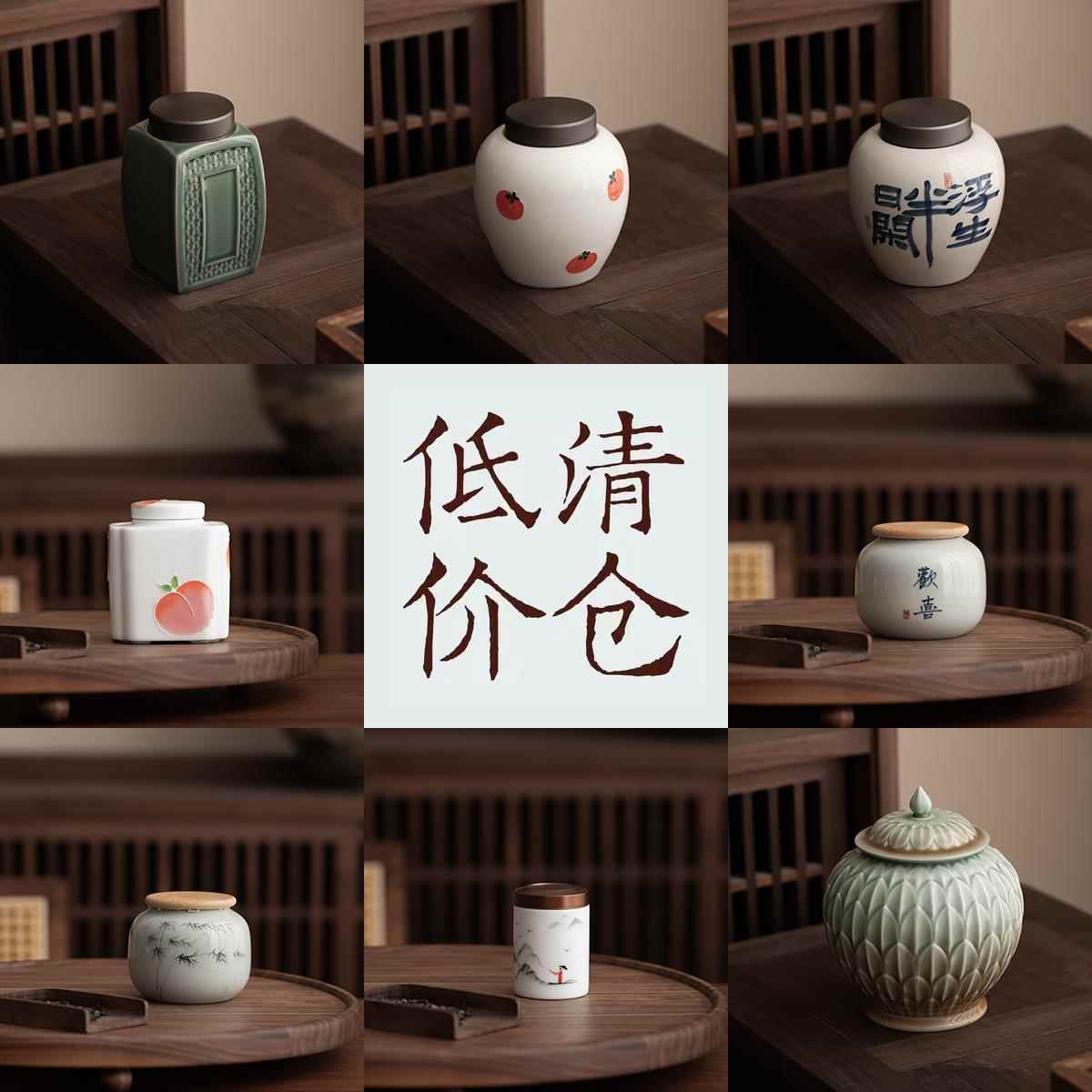 特价清仓茶叶罐|5折陶瓷小茶罐中大号密封罐茶仓家用茶具储茶罐