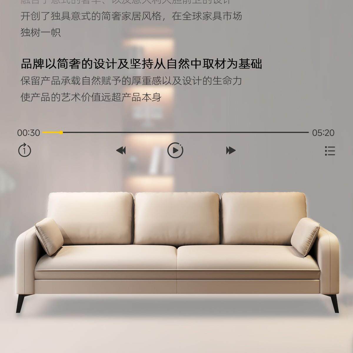科技布排组合发轻奢意式/柔软猫抓皮户沙发小型沙多人位直乳胶沙