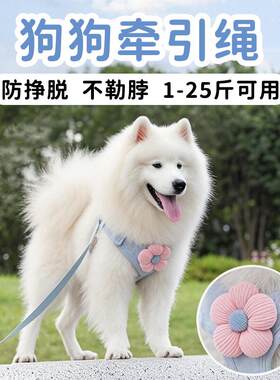 狗狗牵引绳萨摩耶胸背背心式遛狗小中大型犬幼犬外出专用调节宠物