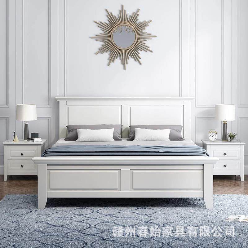 美式实EHD床木现代简约1主.8米卧双人床小户型储物箱体婚气压童床