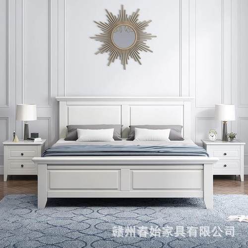 美式实EHD床木现代简约1主.8米卧双人床小户型储物箱体婚气压童床