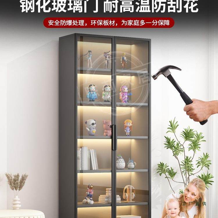 实木书书柜不占地方的985展柜家用客厅玻门架落璃示地置物架一体