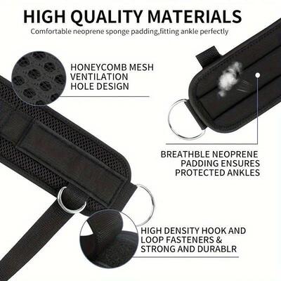 Fitness Ankle Straps Adjustable D-Ring Support Cuffs Gym Leg