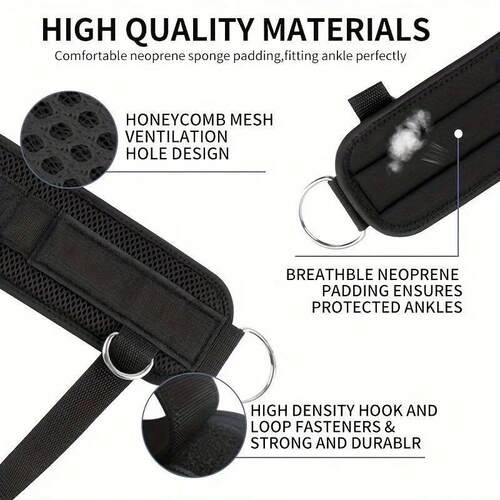 Fitness Ankle Straps Adjustable D-Ring Support Cuffs Gym Leg