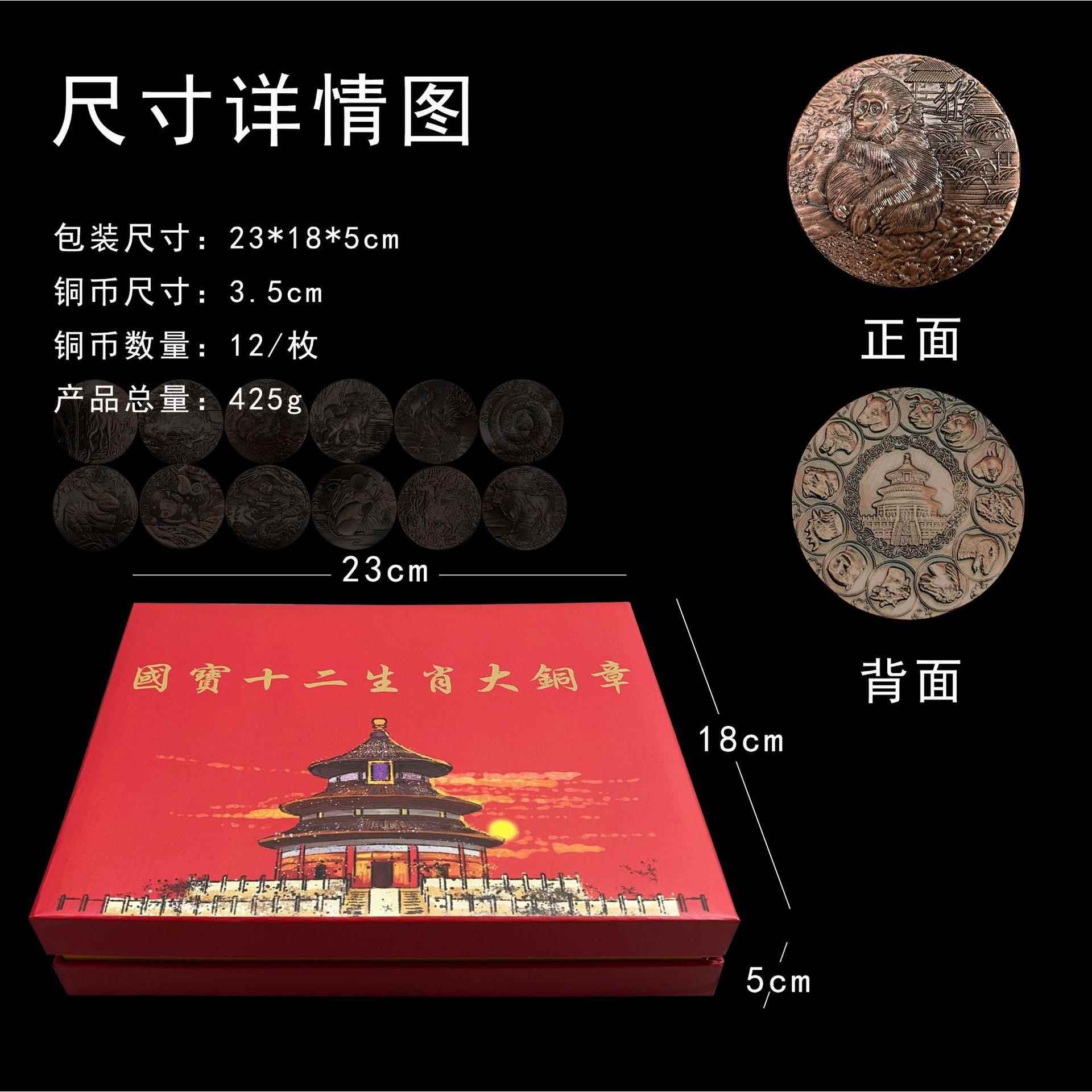工hx6639厂章新品现货国宝十二生肖大铜纪念章宝国高兽首珍藏版立