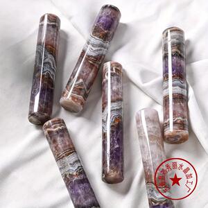 天然水晶紫晶玛瑙原石打磨圆棒 办公家居桌面摆件水晶工艺品