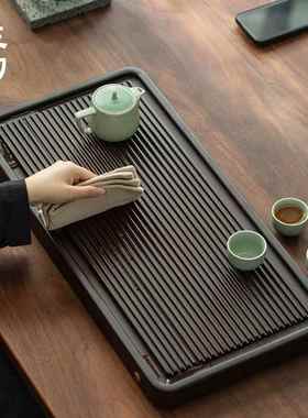 三物意08101sw竹茶嵌用入式带排水管长方形托盘家室办公盘竹制茶