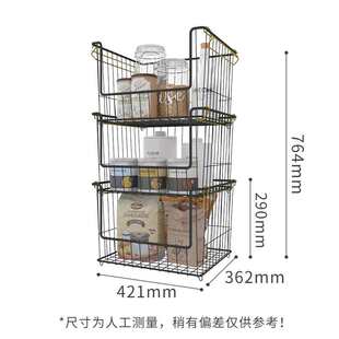 铁收纳蔬菜多层架金属篮批发艺大号置厨房网格可落地物筐叠加水果