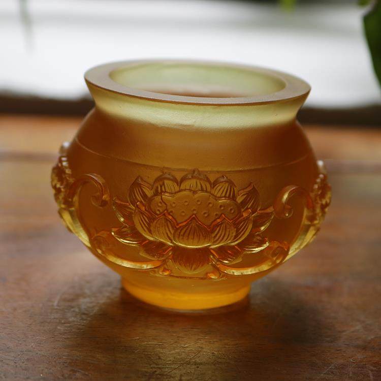 正品佛艺 古法 琉璃禅莲花贡杯 净水杯 佛具圣水杯悦 家贡水杯 用图片