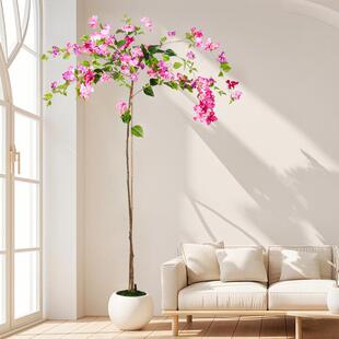 大落型仿真花三角树梅盆栽高端仿真花轻观奢客厅花景家居地装饰假