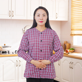 长袖纯棉罩衣女外穿做饭围裙厨房家用小个子上班耐脏工作服