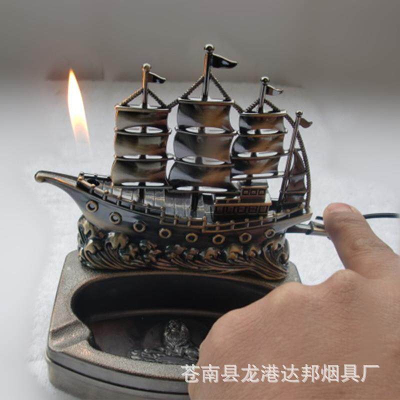 烟灰缸带打火机个性创意送礼金属台式烟灰缸摆件送男友礼品