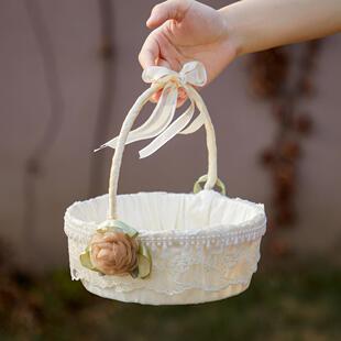 婚礼结婚小花童撒花篮子放花瓣戒指婚庆节日晚会舞蹈装饰手提花篮