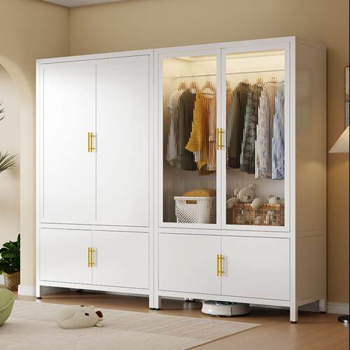 Steel wardrobe dustproof belt door metal coat rack