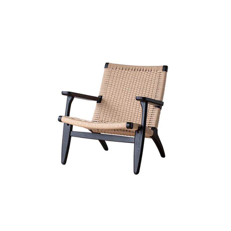 椅日式客厅阳台休闲实木编阅读家用椅子看书单人绳懒人沙发靠背椅