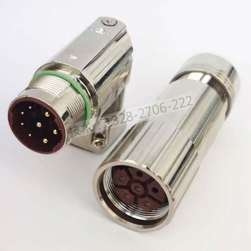 M23伺服电机接头6芯8芯M923动力电源插头8Pin弯式连接器内螺纹6孔