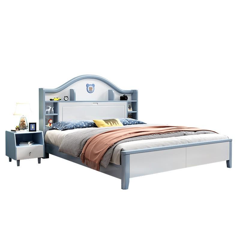 儿童实木床男孩1米2单人床小卧室白色高箱储物床1.5米女孩公主床