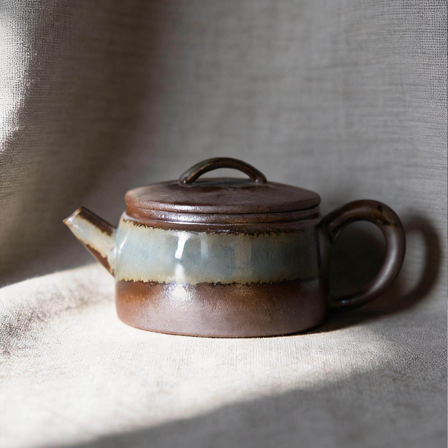 粗陶柴烧汉瓦茶壶窑变陶瓷茶壶家用复古单壶手工一人饮功夫茶具