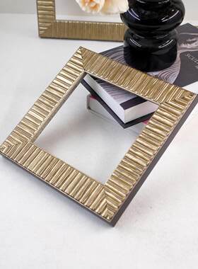 欧式复古 平板条纹香槟浅金色38mm 装裱木质画框实木裱相框空外框
