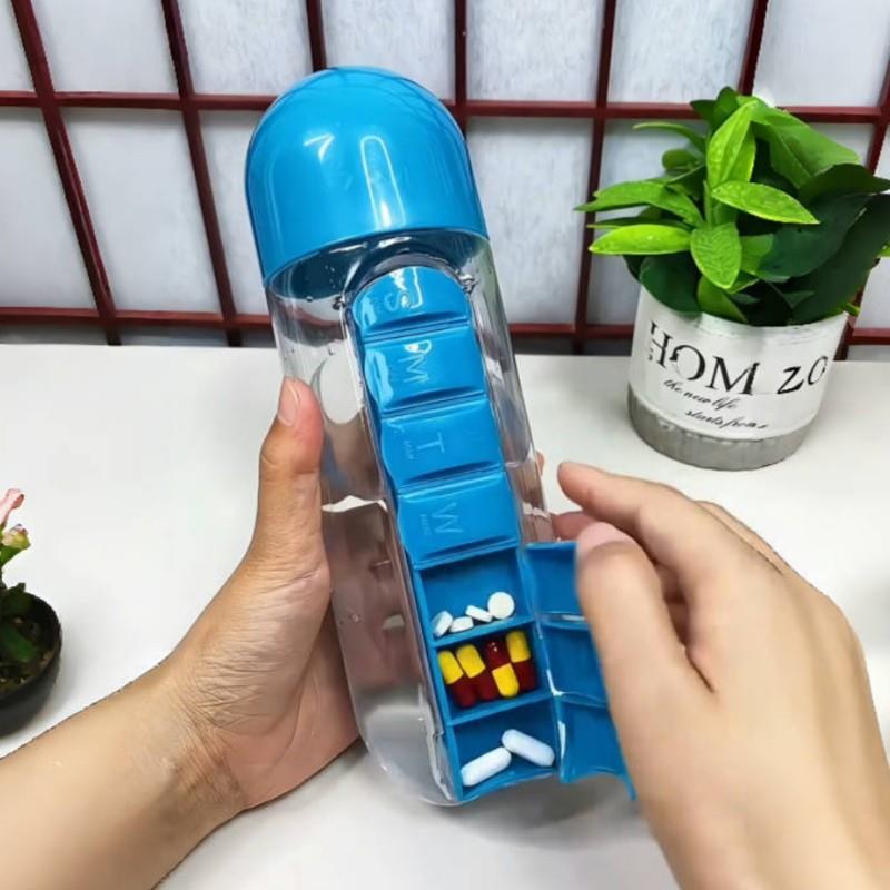 多功能药盒水杯可携式分装一周七天水瓶多功能大容量户外携带随行