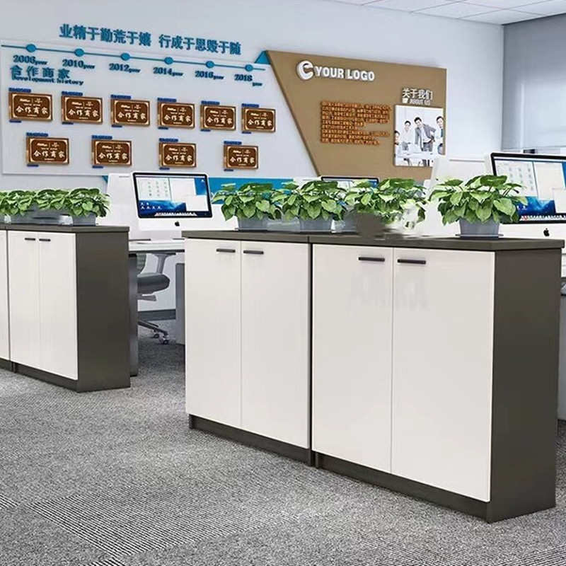 新款办公室桌边柜隔断柜矮柜带锁文件资料柜车间组合半墙围栏柜遮