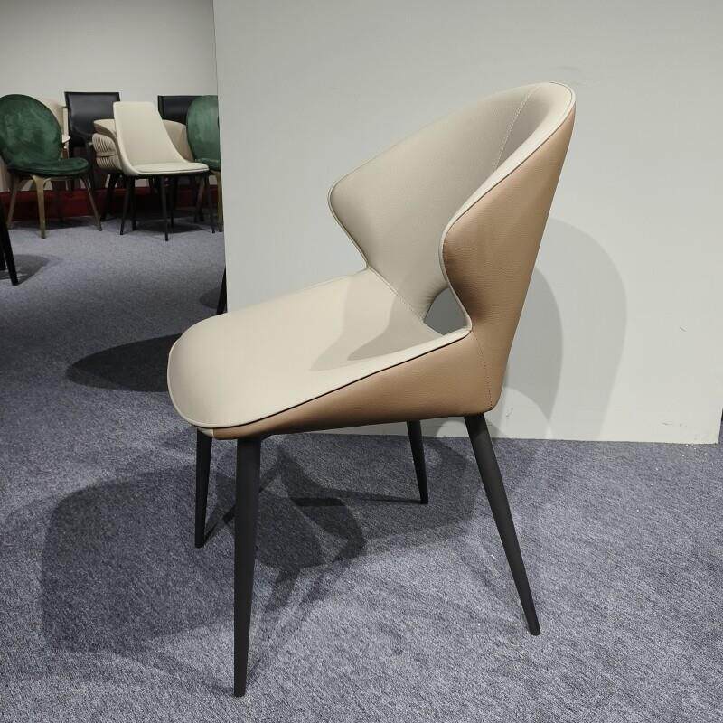 意式极简餐椅现代简约轻奢家用餐厅椅子设计师款靠背扶手皮艺凳子