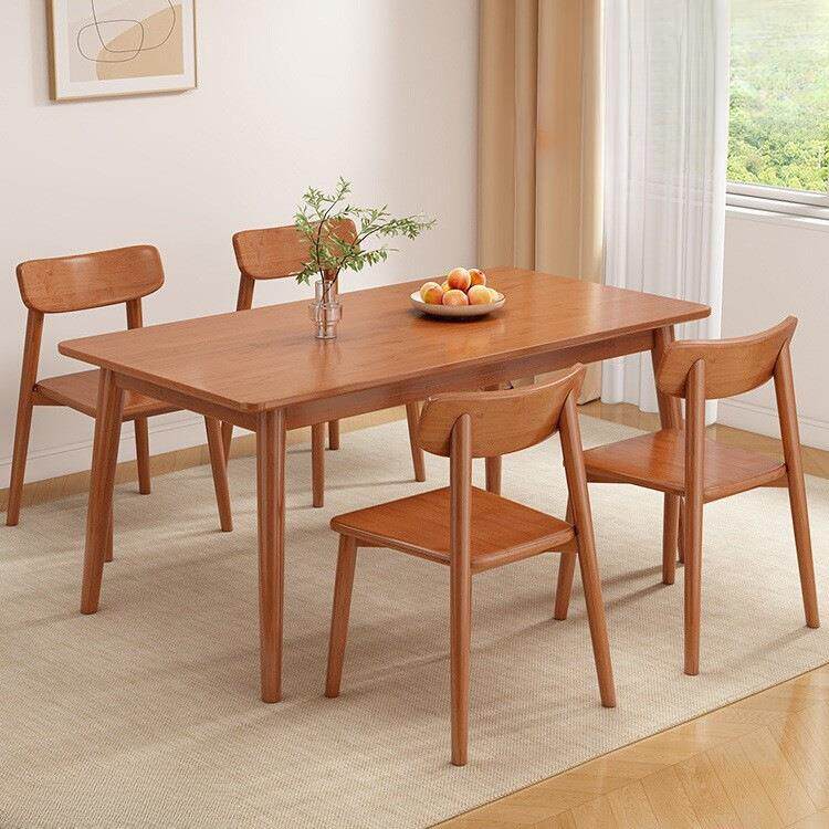 全实木餐桌家用小户型饭桌书桌椅组合现代简约出租房用长方形桌子