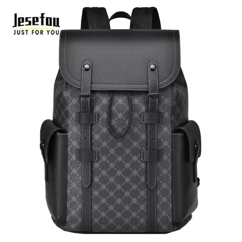 Jesefou高端奢侈新款男士双肩包百搭休闲质感商务电脑包出差旅行