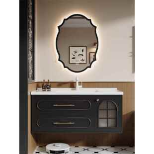 法式浴室柜陶瓷一体盆全镜卫浴柜深盆陶瓷洗漱台深盆洗手脸盆组合