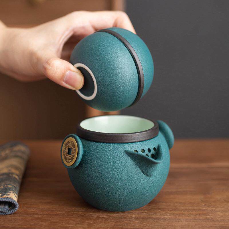财宝旅行茶具陶瓷泡茶壶一壶二杯便携户外车载随身快客杯茶具套装