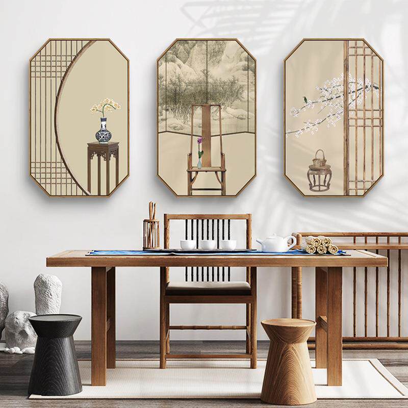 静日习艺新中式禅意装饰画客厅挂画书房日式和风古风餐厅茶室壁画