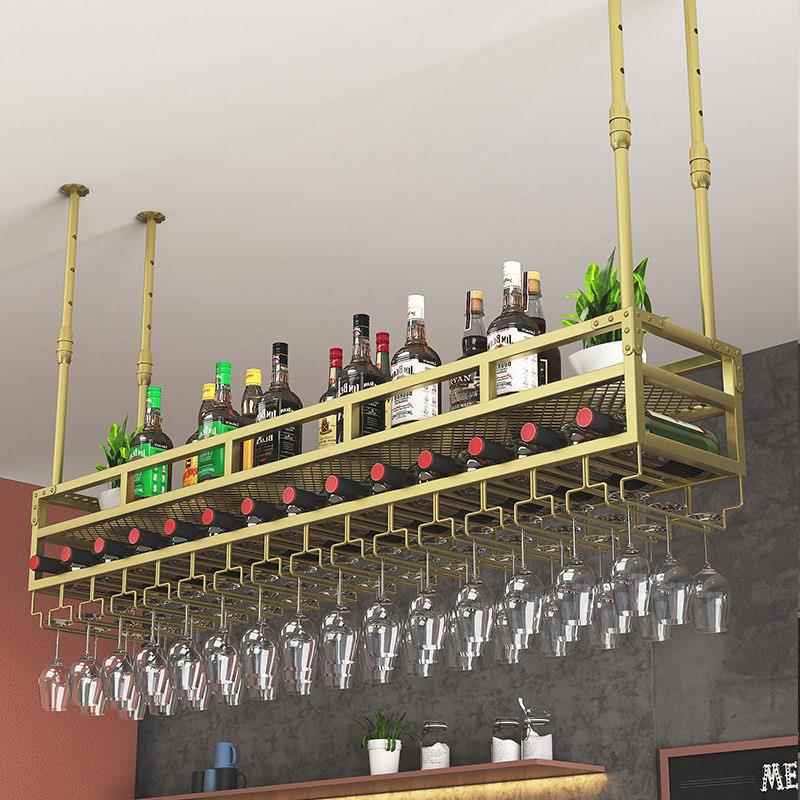 吧台悬挂酒酒柜吊杯架红酒杯多层酒杯架架倒挂收架纳层架置物饰架
