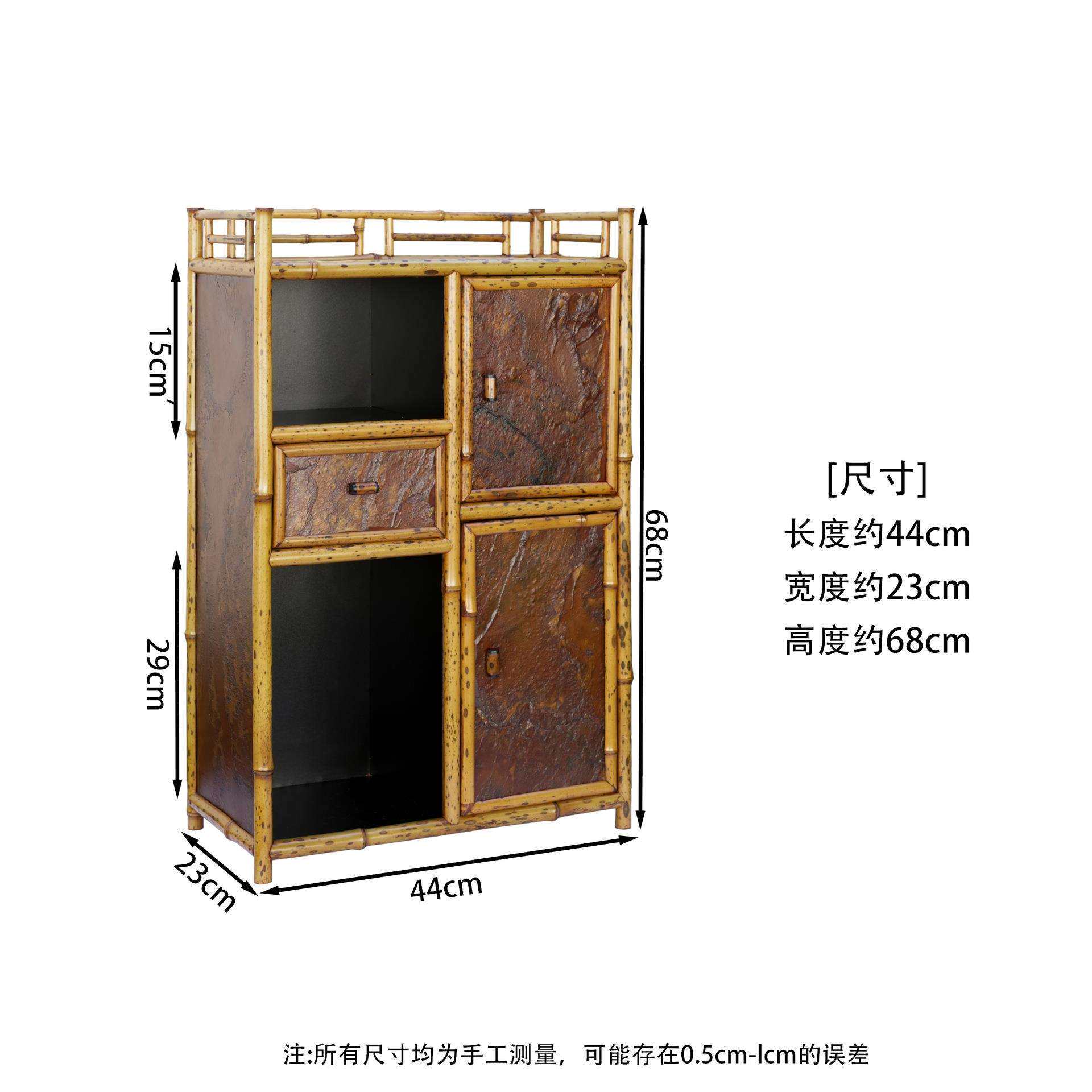 梅鹿竹崖岩石茶棚复古禅意茶柜 设计师款柜门抽屉茶具收纳柜