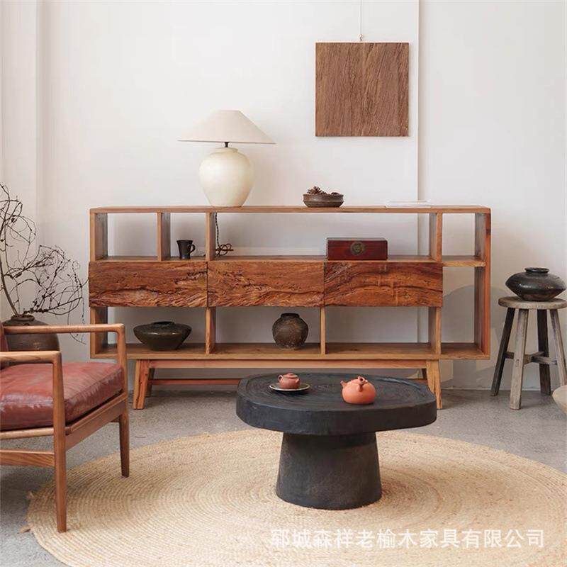 中式老SX011.3木餐边榆柜客厅玄关收纳柜多式宝阁抽屉柜立体储物