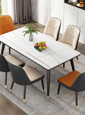 现代简约用板餐桌家小户型长020方形两用厅餐饭岩桌大理石餐桌椅