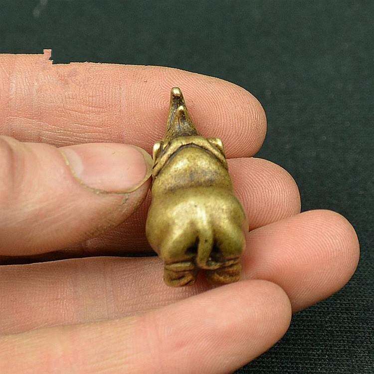 古玩古董铜器小犀牛纯铜把件玩饰摆件老铜复古包浆