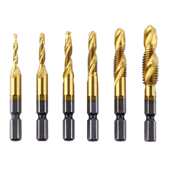 机用丝锥六角柄钻攻倒角一体复合丝锥高速钢螺旋开牙套丝钻头套装