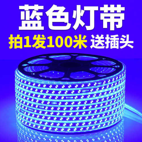 220V蓝色灯条超高亮天花吊顶KTV招牌灯箱装饰长条灯蓝光LED灯带