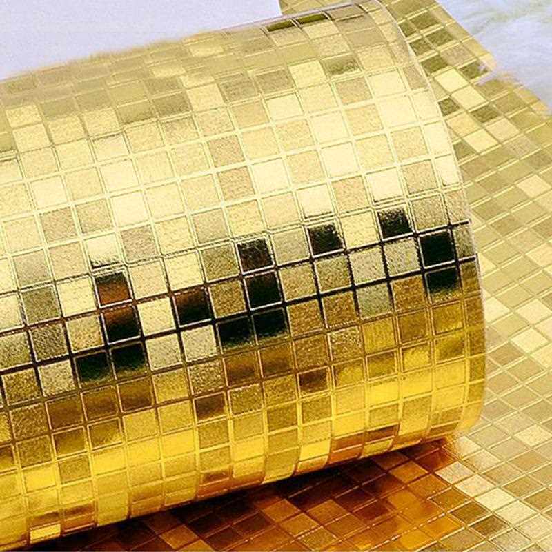 KTV吊顶闪亮金黄色饭店拉丝银箔马赛克佛堂壁纸冰花金箔墙纸