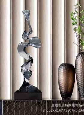 现代酒店抽抽象透明饰象雕塑透明树摆件别墅客厅玄关旁酒柜电视脂