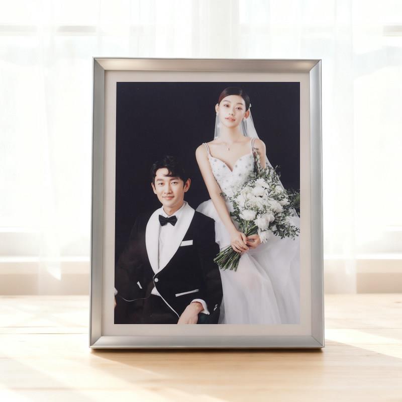 钛灰蓝金属相框摆台定制diy洗照片婚纱照制作太空铝相框全家福