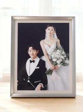 钛灰蓝金属相框摆台定制diy洗照片婚纱照制作太空铝相框全家福
