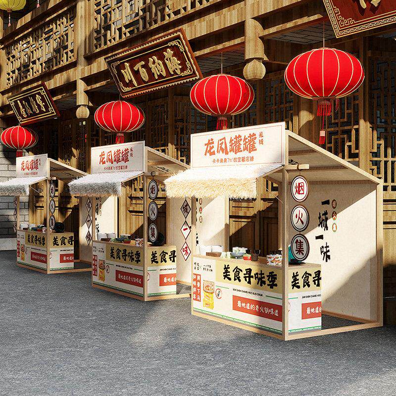 古景区商业街大型活动摊位展示架市场摊位促销桌摊位货架帐篷
