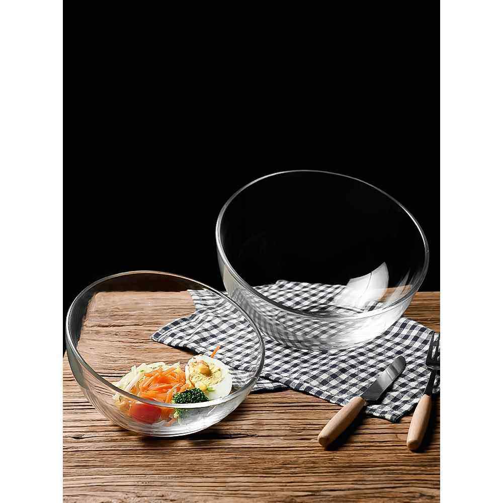 日式简约斜口蔬菜沙拉碗加厚玻璃碗家用零食水果盘厨房大号汤面碗,餐饮具,碗,淘宝优惠券,粉丝福利购,淘宝优惠卷