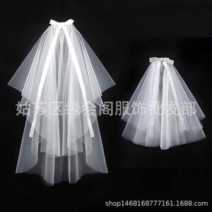 头纱女白色新娘主婚纱求婚领证登记拍照道具法式饰品发饰轻小女童
